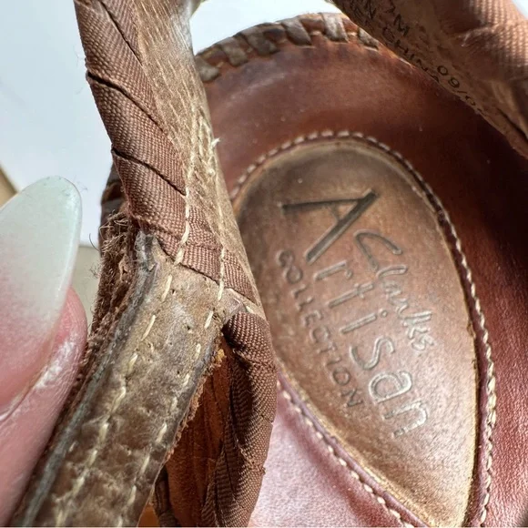 Clarks Artisan Collection Retro Mary Jane Style Leather Wedge Heels Women’s 7 - Picture 7 of 9